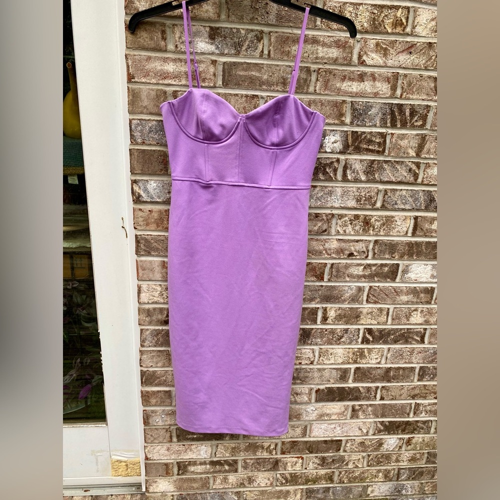 Zara Corset Style Lavender Light Purple Midi Bustier Dress - Picture 12 of 15